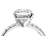 White gold Asscher Cut Diamond Solitaire Pavé Engagement Ring with Round Band and Prong Setting_18