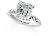 White gold Asscher Cut Diamond Solitaire Pavé Engagement Ring with Round Band and Prong Setting_63