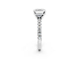 White gold Asscher Cut Diamond Solitaire Pavé Engagement Ring with Round Band and Prong Setting_64