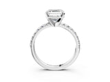 White gold Asscher Cut Diamond Solitaire Pavé Engagement Ring with Round Band and Prong Setting_65