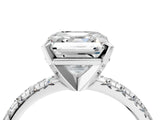 White gold Asscher Cut Diamond Solitaire Pavé Engagement Ring with Round Band and Prong Setting_66