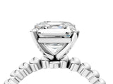 White gold Asscher Cut Diamond Solitaire Ring with Beaded Band and Prong Setting_59