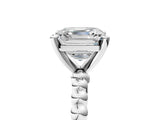 White gold Asscher Cut Diamond Solitaire Ring with Beaded Band and Prong Setting_60