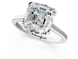 White gold Asscher Cut Diamond Solitaire Ring with Flower Prong Setting and Classic Band_101