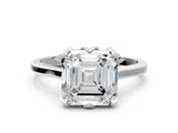 White gold Asscher Cut Diamond Solitaire Ring with Flower Prong Setting and Classic Band_104