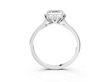 White gold Asscher Cut Diamond Solitaire Ring with Flower Prong Setting and Classic Band_107