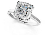 White gold Asscher Cut Diamond Solitaire Ring with Flower Prong Setting and Classic Band_26