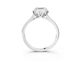White gold Asscher Cut Diamond Solitaire Ring with Flower Prong Setting and Classic Band_28