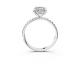 White gold Asscher Cut Diamond Solitaire Ring with Four-Prong Setting and Pavé Band_6