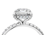 White gold Asscher Cut Diamond Solitaire Ring with Four-Prong Setting and Pavé Band_7