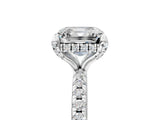 White gold Asscher Cut Diamond Solitaire Ring with Four-Prong Setting and Pavé Band_8