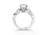 White gold Asscher Cut Diamond Solitaire Ring with Milgrain Pavé Band and Four-Prong Setting_26