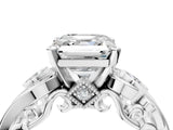 White gold Asscher Cut Diamond Solitaire Ring with Milgrain Pavé Band and Four-Prong Setting_27