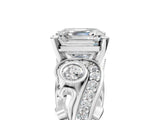 White gold Asscher Cut Diamond Solitaire Ring with Milgrain Pavé Band and Four-Prong Setting_28