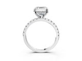 White gold Asscher Cut Diamond Solitaire Ring with Pavé Band and Four-Prong Setting_106