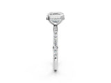 White gold Asscher Cut Diamond Solitaire Ring with Pavé Band and Hidden Halo_22