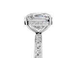 White gold Asscher Cut Diamond Solitaire Ring with Pavé Band and Hidden Halo_25