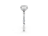 White gold Asscher Cut Diamond Solitaire Ring with Pave Band and Four Prong Setting_87