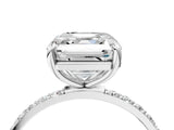 Platinum 2.51 Carat D VS1 Asscher Diamond Solitaire Ring with Pave Band and Four Prong Setting
