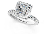 White gold Asscher Cut Diamond Solitaire Ring with Round  Pavé Band and Four-Prong Setting_88