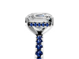 White gold Asscher Cut Diamond Solitaire Ring with Round with Blue Sapphire side stone Pavé Band and Four-Prong Setting_41