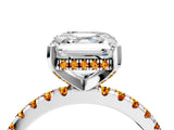 White gold Asscher Cut Diamond Solitaire Ring with Round with Citrine side stone Pavé Band and Four-Prong Setting_40