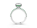 White gold Asscher Cut Diamond Solitaire Ring with Round with Emerald side stone Pavé Band and Four-Prong Setting_39