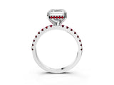 White gold Asscher Cut Diamond Solitaire Ring with Round with Garnet side stone Pavé Band and Four-Prong Setting_39