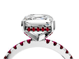 White gold Asscher Cut Diamond Solitaire Ring with Round with Garnet side stone Pavé Band and Four-Prong Setting_40