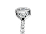 White gold Asscher Cut Diamond Solitaire Ring with Round with Moissanite side stone Pavé Band and Four-Prong Setting_17