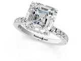 White gold Asscher Cut Diamond Solitaire Ring with Round with Moissanite side stone Pavé Band and Four-Prong Setting_37