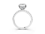 White gold Asscher Cut Diamond Solitaire Ring with Round with Moissanite side stone Pavé Band and Four-Prong Setting_39