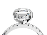 White gold Asscher Cut Diamond Solitaire Ring with Round with Moissanite side stone Pavé Band and Four-Prong Setting_40