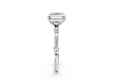 White gold Asscher Cut Diamond Solitaire Ring with Round with Moissanite side stone Pavé Band and Prong Setting_2
