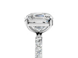 White gold Asscher Cut Diamond Solitaire Ring with Round with Moissanite side stone Pavé Band and Prong Setting_5