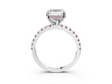 White gold Asscher Cut Diamond Solitaire Ring with Round with Morganite side stone Pavé Band and Four-Prong Setting_27