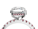 White gold Asscher Cut Diamond Solitaire Ring with Round with Morganite side stone Pavé Band and Four-Prong Setting_28
