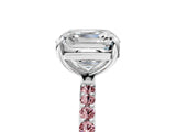 White gold Asscher Cut Diamond Solitaire Ring with Round with Morganite side stone Pavé Band and Prong Setting_5