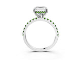 White gold Asscher Cut Diamond Solitaire Ring with Round with Peridot side stone Pavé Band and Four-Prong Setting_39