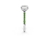 White gold Asscher Cut Diamond Solitaire Ring with Round with Peridot side stone Pavé Band and Prong Setting_20