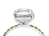 White gold Asscher Cut Diamond Solitaire Ring with Round with Peridot side stone Pavé Band and Prong Setting_22