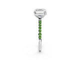 White gold Asscher Cut Diamond Solitaire Ring with Round with Peridot side stone Pavé Band and Prong Setting_24