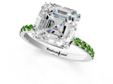 White gold Asscher Cut Diamond Solitaire Ring with Round with Peridot side stone Pavé Band and Prong Setting_31