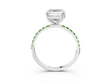 White gold Asscher Cut Diamond Solitaire Ring with Round with Peridot side stone Pavé Band and Prong Setting_33
