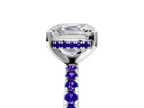 White gold Asscher Cut Diamond Solitaire Ring with Round with Tanzanite side stone Pavé Band and Four-Prong Setting_29