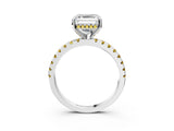 White gold Asscher Cut Diamond Solitaire Ring with Round with Yellow Sapphire side stone Pavé Band and Four-Prong Setting_15