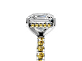 White gold Asscher Cut Diamond Solitaire Ring with Round with Yellow Sapphire side stone Pavé Band and Four-Prong Setting_41