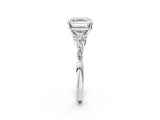 White gold Asscher Cut Diamond Solitaire Ring with Side Stones and Four-Prong Setting_47