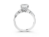 White gold Asscher Cut Diamond Solitaire Ring with Side Stones and Four-Prong Setting_48