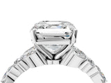 White gold Asscher Cut Diamond Solitaire Ring with Side Stones and Four-Prong Setting_49